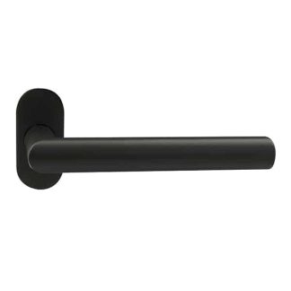 Poignée de porte sur rosaces ovales Lazer noir mat