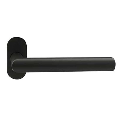 Poignée de porte sur rosaces ovales Lazer noir mat