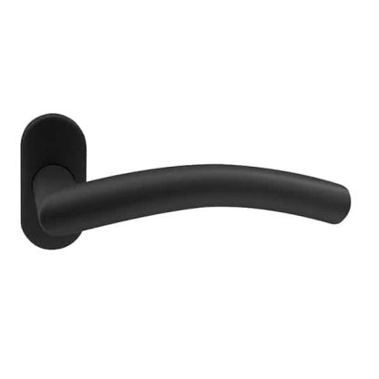 Poignée de porte sur rosaces ovales Wave noir mat