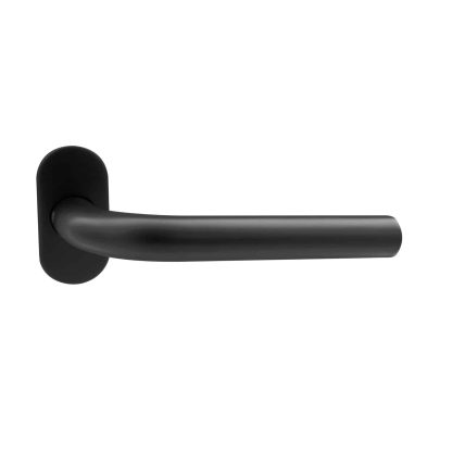 Poignée de porte sur rosaces ovales L-Line noir mat
