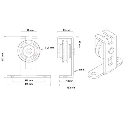 Ferrure de porte coulissante bois Quadrat 1 blanche