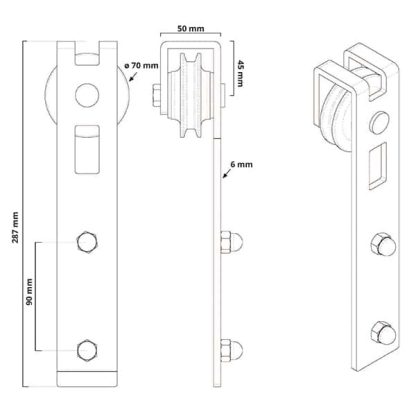 Ferrure de porte coulissante bois Quadrat 2 blanche