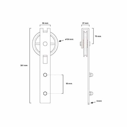 Ferrure de porte coulissante bois Quadrat 3 blanche
