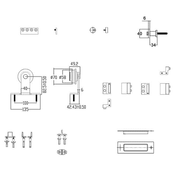 Kit porte coulissante en acier Bario H.220 x l.83 cm + rail Bario 1 2 m